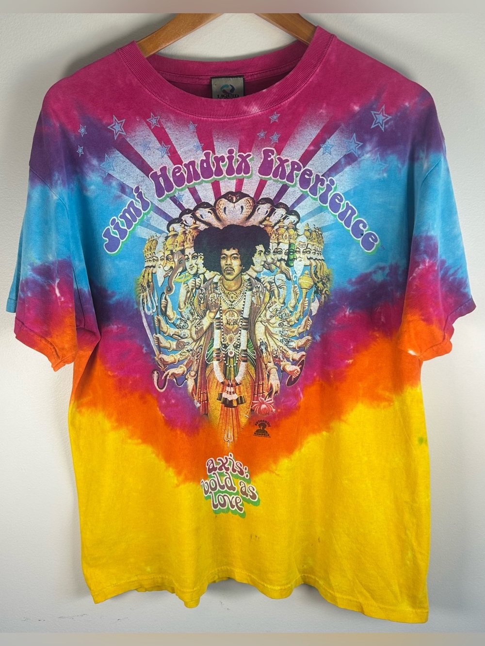 VTG Liquid Blue Jimi Hendrix Experience Axis Bold as Love Tie-Dye T-Shirt Size L